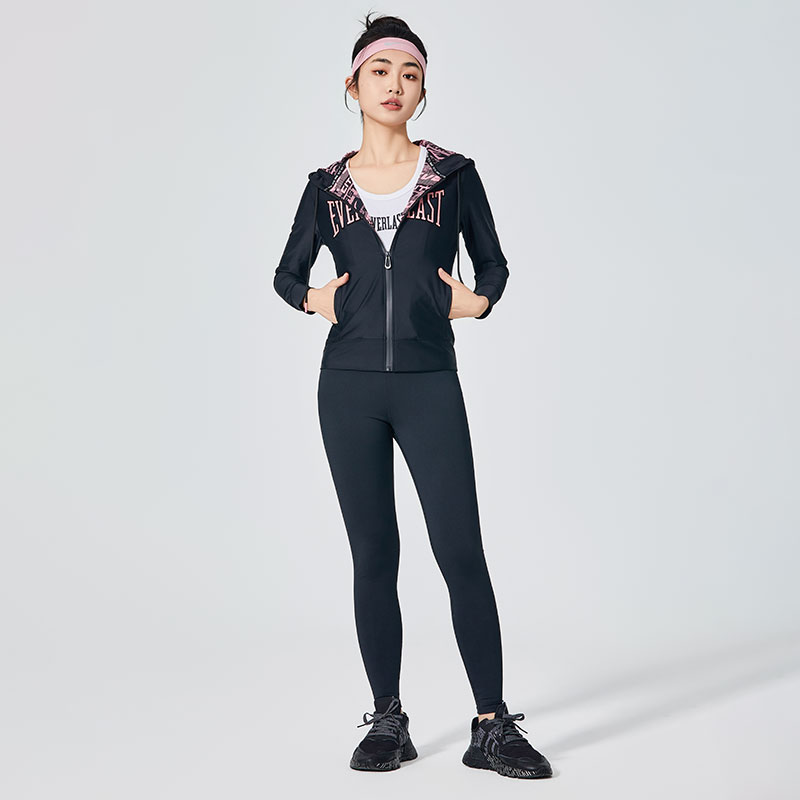 Kvinnor Pure Black Classic Sports Leggings